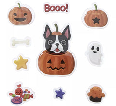 10 Adesivos de Gel de Abóbora com Modelos Variados de Cachorro e Fantasma