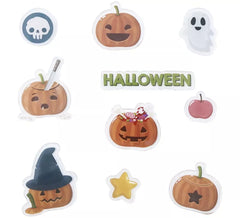 10 adesivos de gel de abóbora de Halloween modelos variados