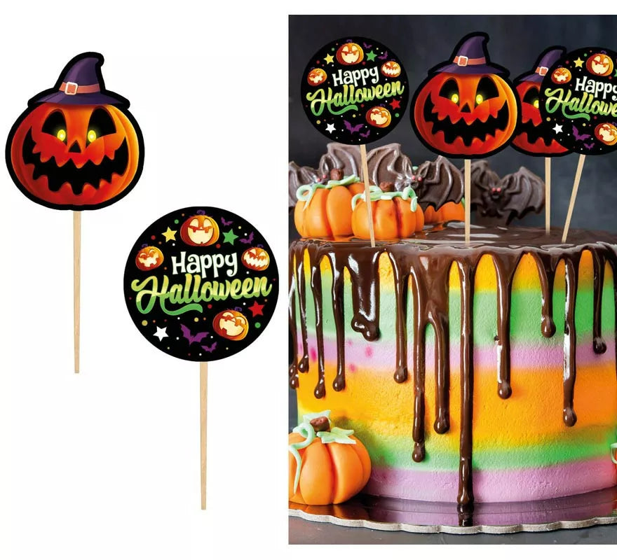 Translation missing: pt-PT.12 Palillos Decorativos con papel Pumpkin 6 cm