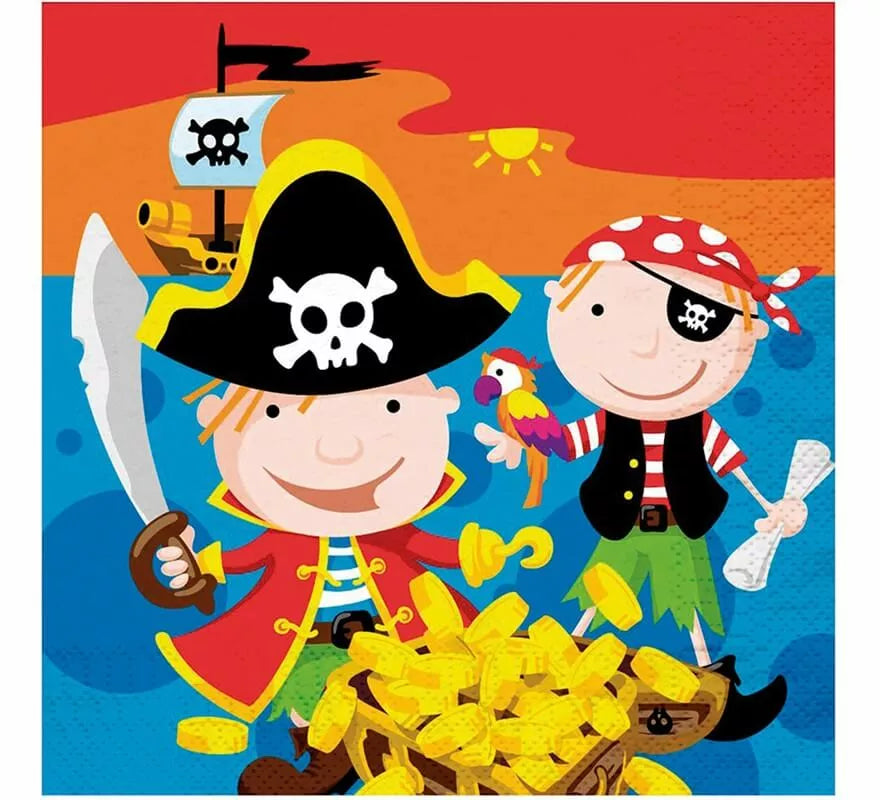 Translation missing: pt-PT.12 Servilletas de Piratas de 33x33 cm