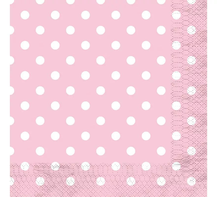 Translation missing: pt-PT.12 Servilletas Rosa con Topos Blancos 33x33