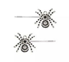 2 grampos de cabelo de aranha brilhantes prateados de 7,5 cm