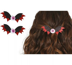 2 grampos de cabelo de morcego com olho para menina