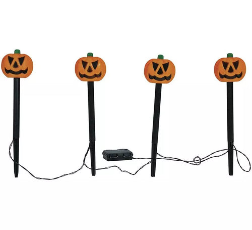 4 Faroles Calabazas con Luz para Jardín 33 cm