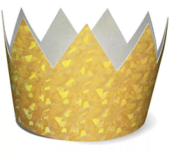 6 Coroas Holográficas de Cartão Dourado de 7 cm