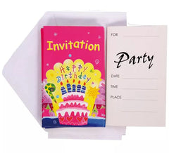 6 convites de feliz aniversário com envelope