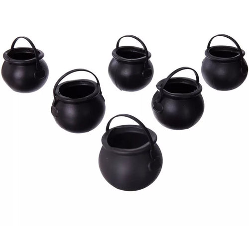 6 Mini Calderos Negros de 5x7x7 cm