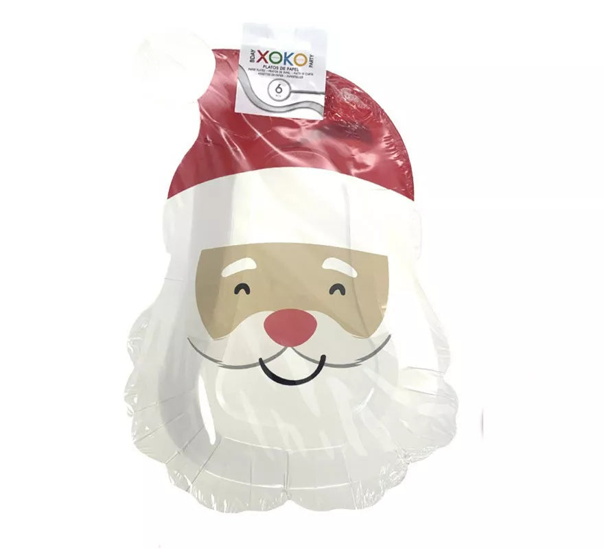 Translation missing: pt-PT.6 Platos de papel de Papá Noel de 27x18.5 cm