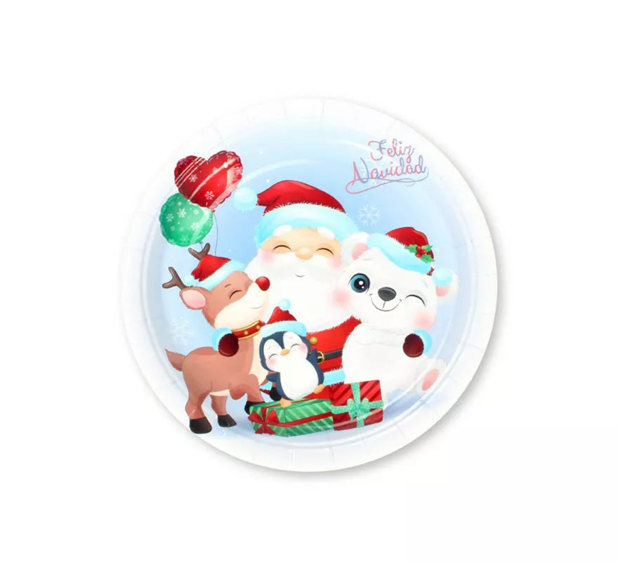 6 Platos de papel para Navidad de Papá Noel de 18 cm