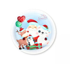 6 pratos de papel de Papai Noel 23 cm