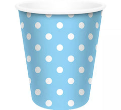 6 Copos Azul Claro com Bolinhas Brancas de 250 ml