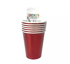 6 copos de papel Natal Vermelho de 270 ml