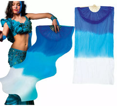 Leque longo azul e branco de 60x140 cm