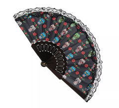 Leque de Tecido Dia dos Mortos Catrina 23 cm