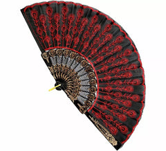 Leque gótico vermelho e preto