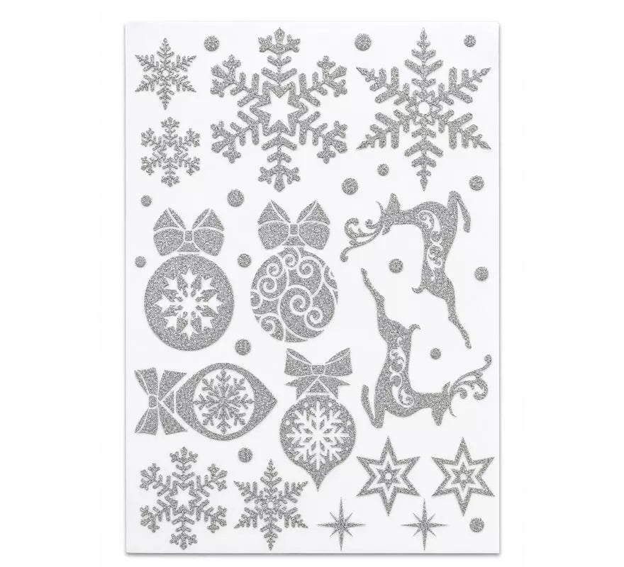 Translation missing: pt-PT.Adhesivo Decorativo Navideño con Purpurina plateada de 30x40 cm