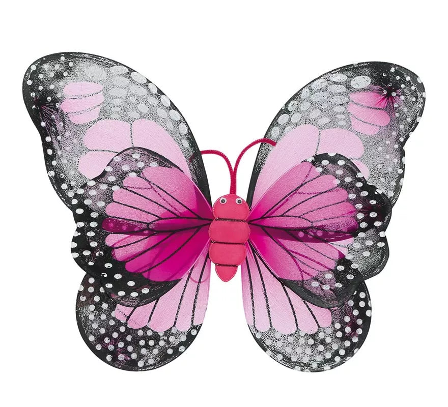 Alas de Mariposa Fucsia y Negro de 50x39 cm