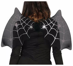 Asas de Morcego Preto com Aranhas 60X35 cm