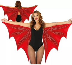 Asas de morcego vermelhas 170x80 cm