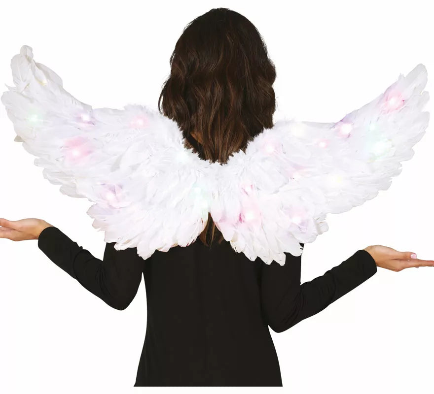 Translation missing: pt-PT.Alas de Plumas blanca con luz de 80x40 cm