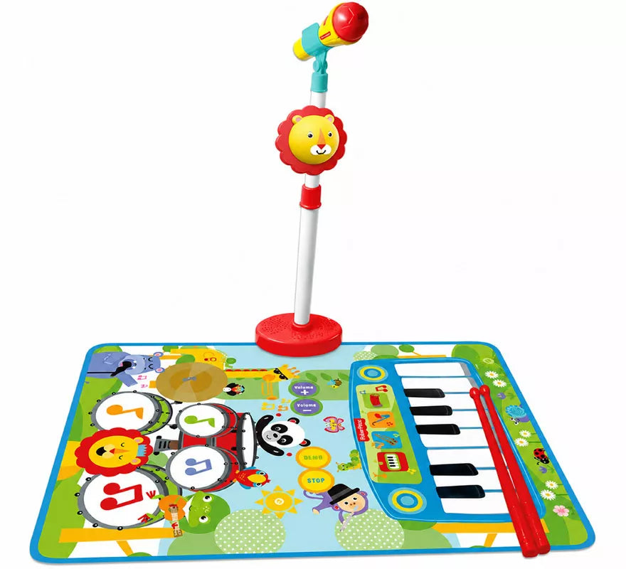 Translation missing: pt-PT.Alfombra Batería y Piano con Micrófono de Pie y Baquetas Fisher-Price