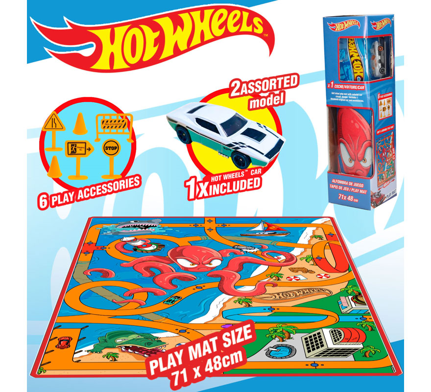 Translation missing: pt-PT.Alfombra Hot Wheels de 70x47,5 cm con coche y señales