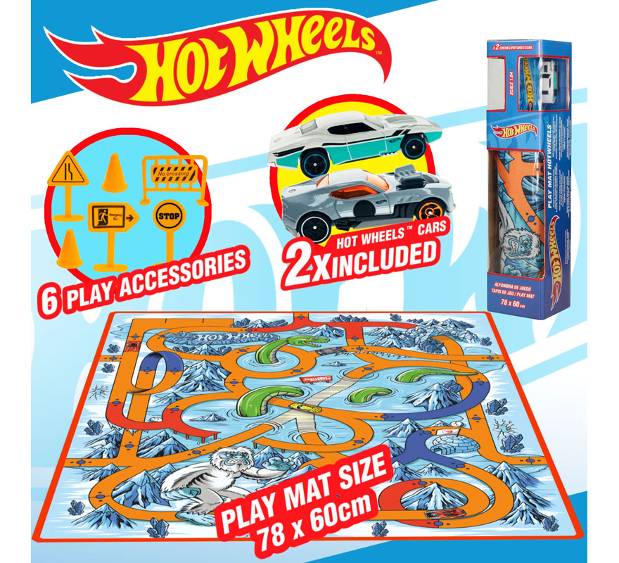 Translation missing: pt-PT.Alfombra Hot Wheels de 80x60 cm con 2 coches y señales