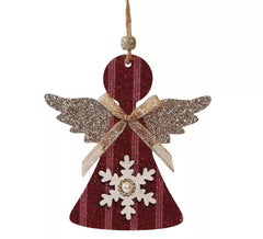 Pequeno pingente de anjo de madeira vermelha 12 cms