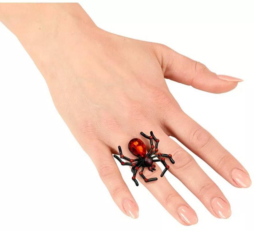 Anillo Araña con Gema y Diamantes rojos