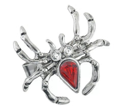 Anel de aranha com pedra vermelha e strass