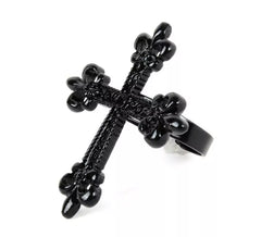 Anel Cruzado em Metal Preto