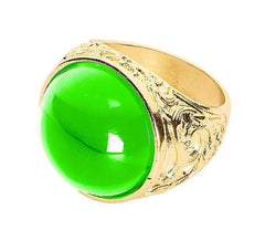 Anel de ouro com gema verde