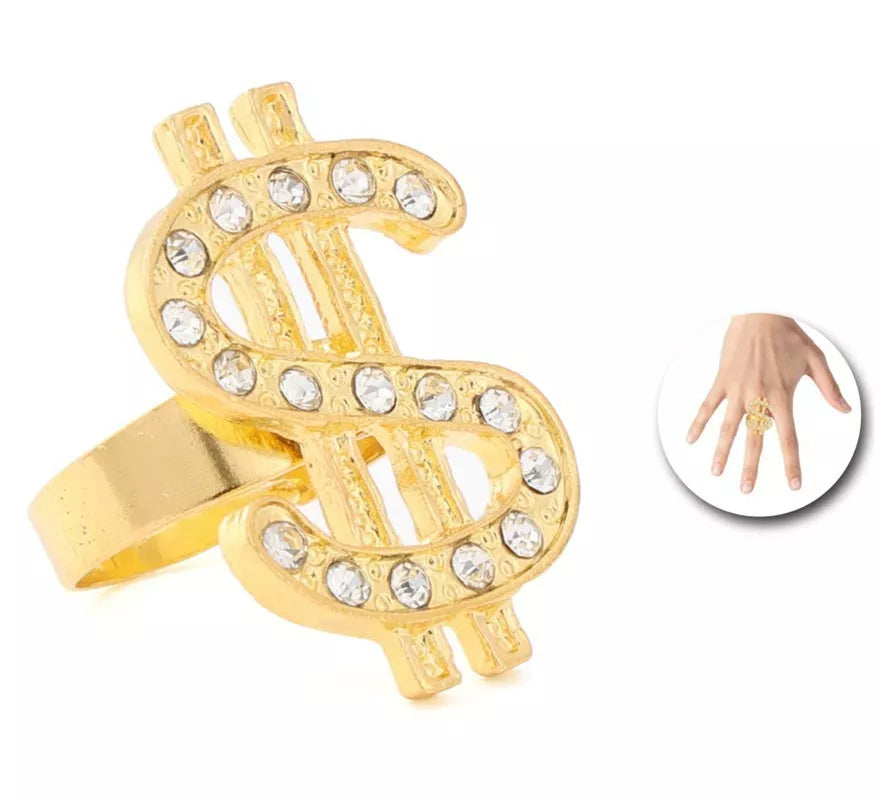 Translation missing: pt-PT.Anillo dorado con signo de dólar brillante