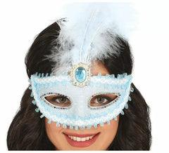 Máscara Azul com Pena