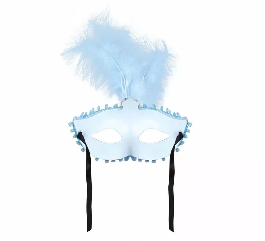 Antifaz Azul con Pluma