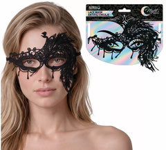 Máscara para Olhos Bordada Meia Face Preta