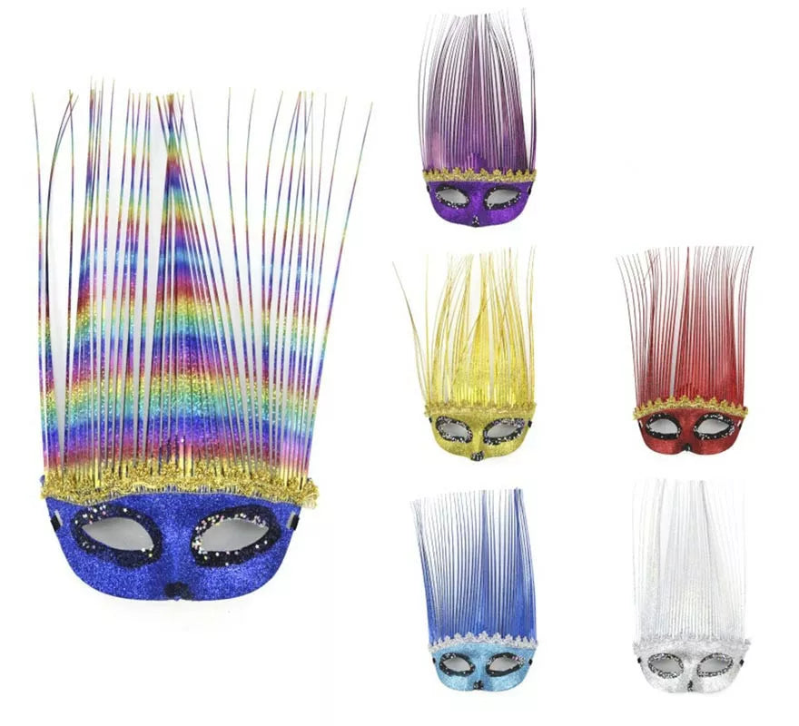 Translation missing: pt-PT.Antifaz Carnaval con línea de espigas colores surtidos