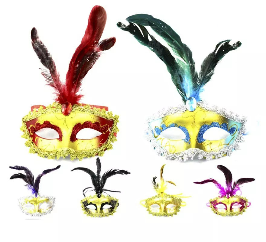 Translation missing: pt-PT.Antifaz Carnaval con plumas colores surtidos