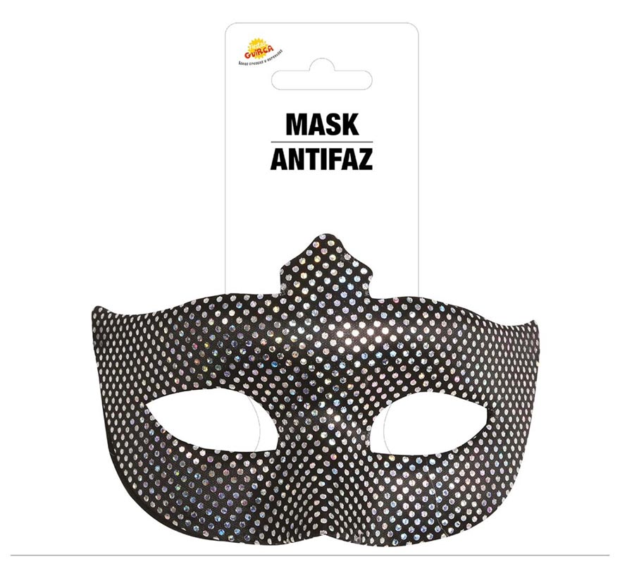 Antifaz Clásico Negro y Plateado