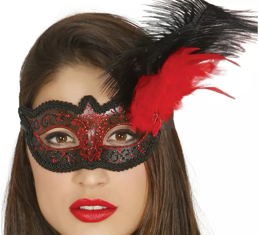 Translation missing: pt-PT.Antifaz con pluma rojo