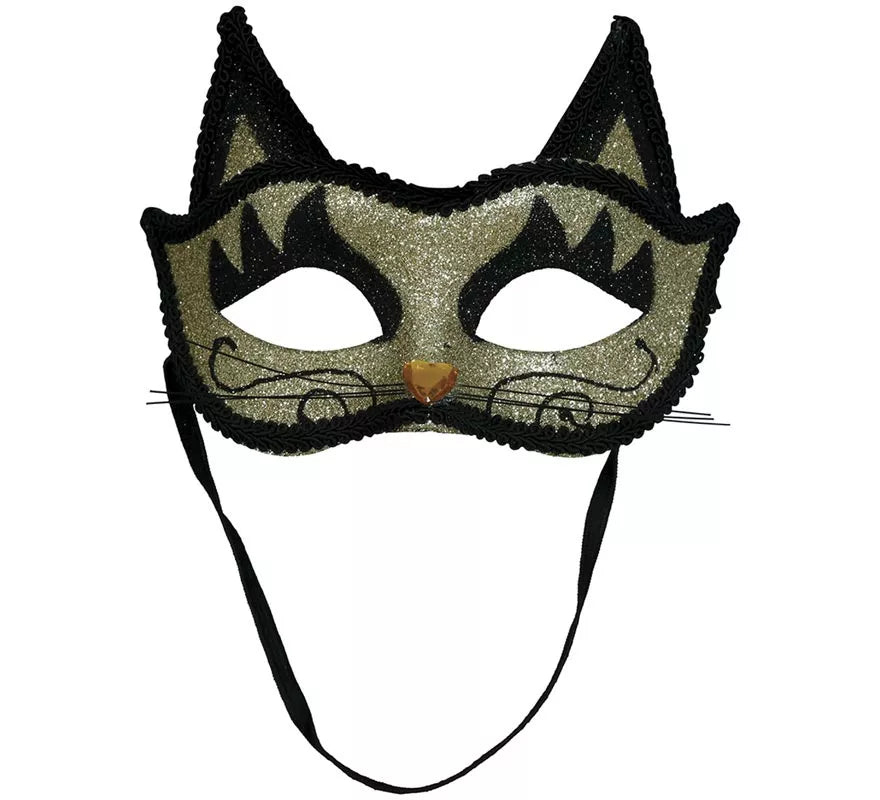 Translation missing: pt-PT.Antifaz de Gatita dorado con Purpurina adulto
