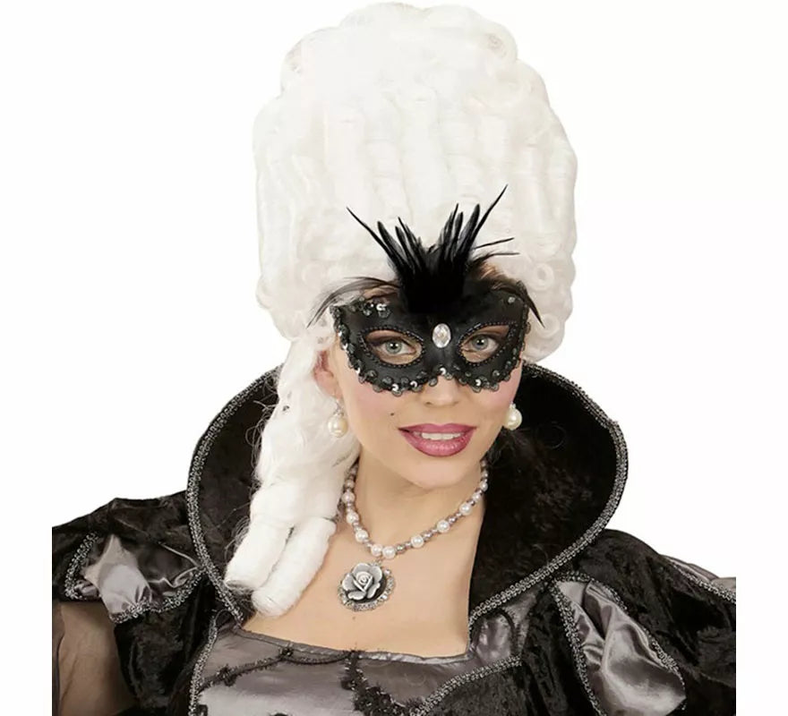 Translation missing: pt-PT.Antifaz Elegante negro con Plumas