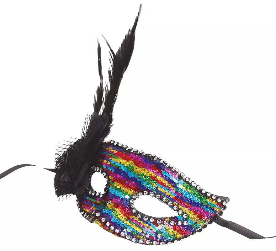 Translation missing: pt-PT.Antifaz Multicolor con Pluma