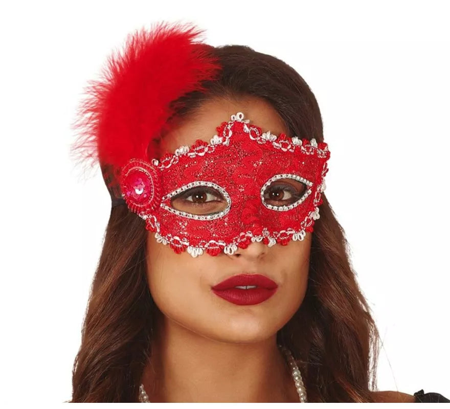 Translation missing: pt-PT.Antifaz Rojo con Pluma