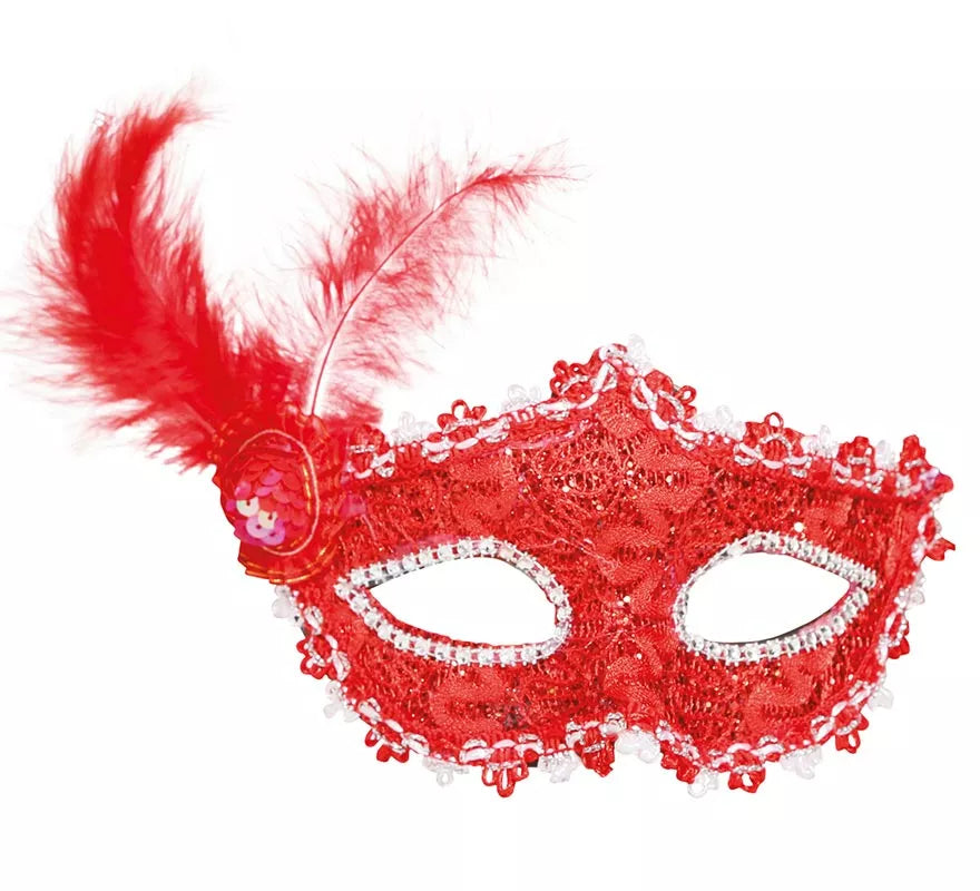 Translation missing: pt-PT.Antifaz Rojo con Pluma