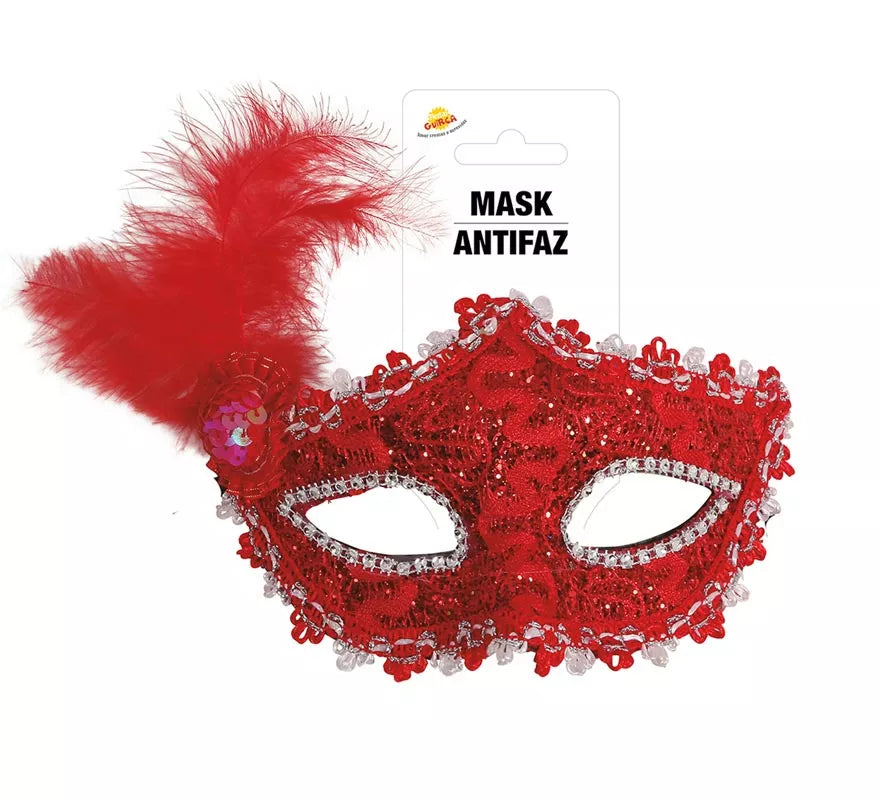 Translation missing: pt-PT.Antifaz Rojo con Pluma
