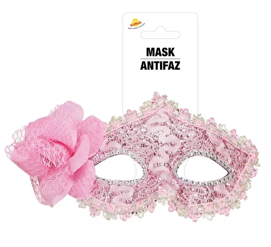 Antifaz Rosa con Flor