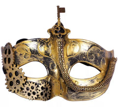 Máscara Steampunk Dourada 16 cm