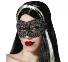 Máscara de teias de aranha preta