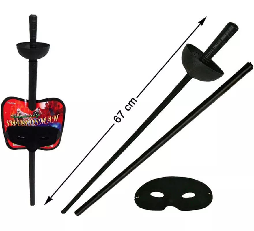 Translation missing: pt-PT.Antifaz y Florete con Funda Negro 67 cm